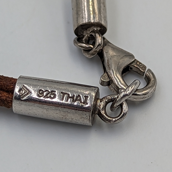 SILPADA 925 Silver Vintage Cubic Zirconia Open Flower Pendant on Leather cord - Picture 7 of 10